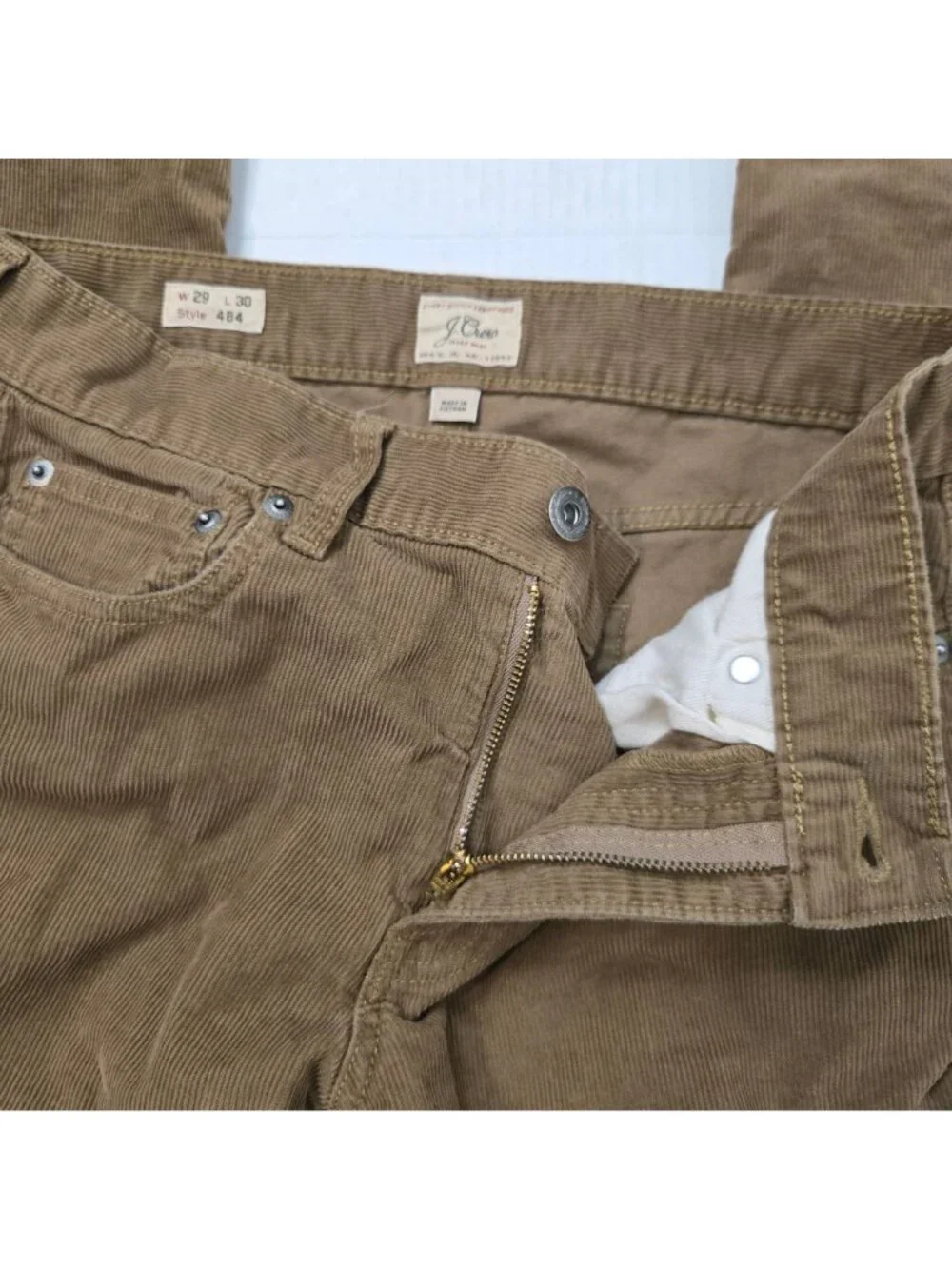 J. Crew 484 Corduroy Men's Size 29 x 30 Slim Straight Pants Oak Tan